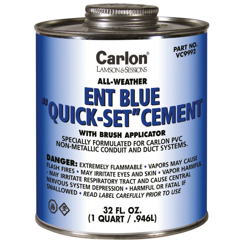 Carlon VC9992 All Weather Medium Conduit Cement, 32 oz Can, Liquid Form, Blue